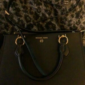 Michael Kors Black Satchel with Gold Accents
